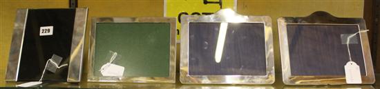 Pair of modern silver shaped rectangular photograph frames & 2 further silver frames